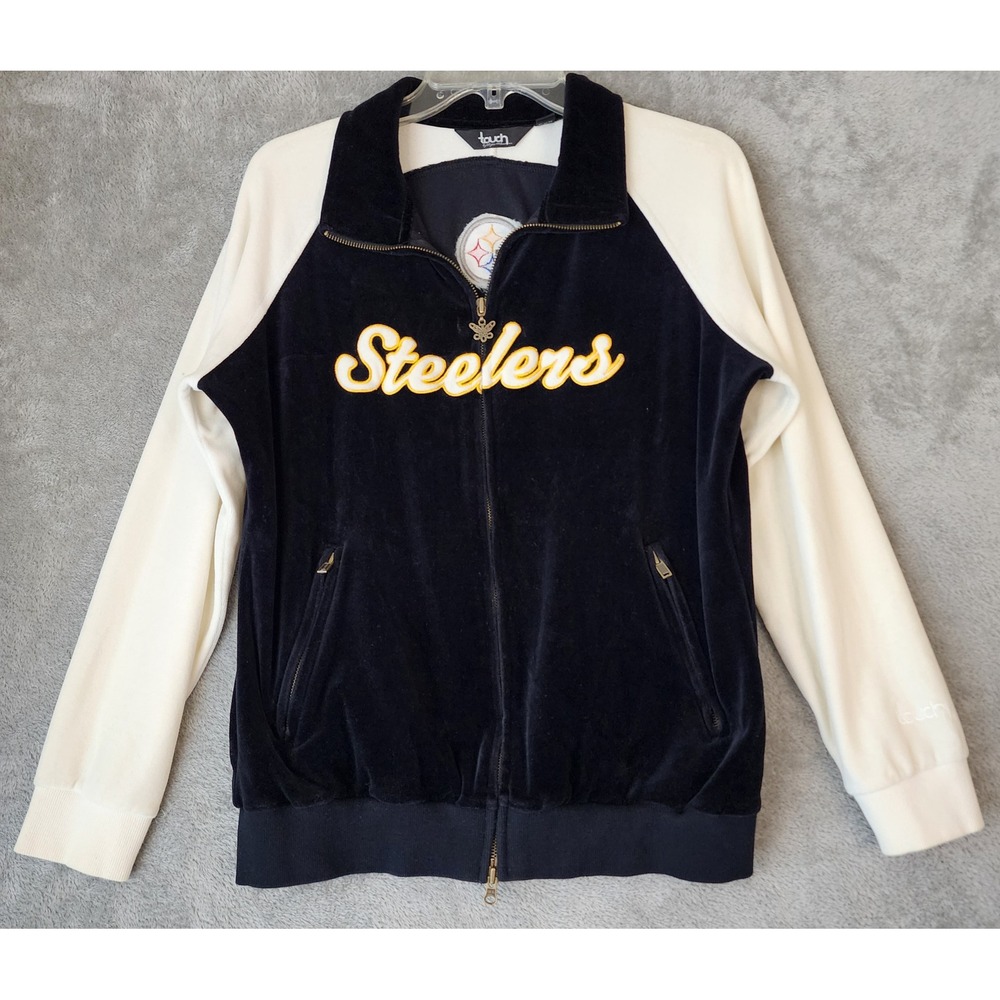 Touch by Alyssa Milano Pittsburgh Steelers Jacket Womens XL Black White Velour